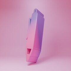 Purple-pink Pen icon isolated on pink background. Minimalism concept. 3D render illustration