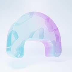 Obraz premium Frosted glass Military helmet icon isolated on white background. Army hat symbol of defense and protect. Protective hat. Minimalism concept. 3D render illustration