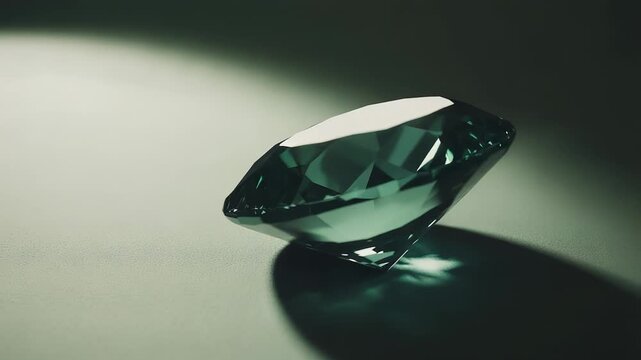 Sparkling green diamond jewel reflecting light on a dark background, showcasing its precious facets and elegant brilliance for themes of wealth and engagement
