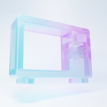 Frosted glass Microwave oven icon isolated on white background. Home appliances icon. Minimalism concept. 3D render illustration