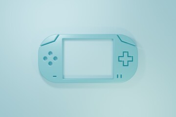 Blue Portable video game console icon isolated on blue background. Gamepad sign. Gaming concept. Minimalism concept. 3D render illustration © Vadim