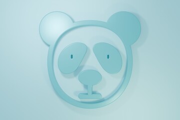 Blue Cute panda face icon isolated on blue background. Animal symbol. Minimalism concept. 3D render illustration © Vadim