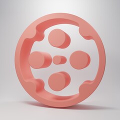 Pink Revolver cylinder icon isolated on pink background. Minimalism concept. 3D render illustration