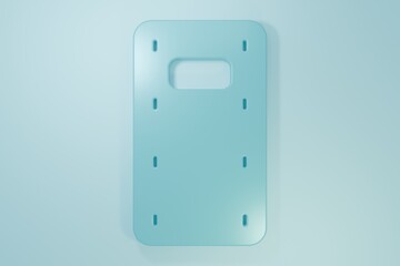 Obraz premium Blue Military assault shield icon isolated on blue background. Minimalism concept. 3D render illustration