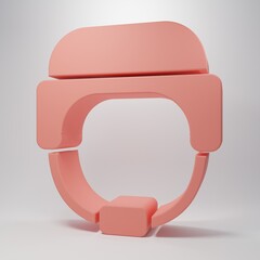 Obraz premium Pink Military helmet icon isolated on pink background. Army hat symbol of defense and protect. Protective hat. Minimalism concept. 3D render illustration