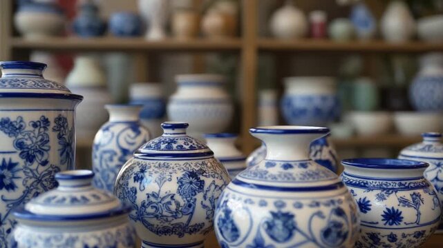 Elegant collection of antique vases for the concept of artistry.