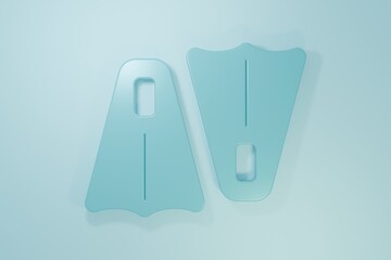 Blue Rubber flippers for swimming icon isolated on blue background. Diving equipment. Extreme sport. Sport equipment. Minimalism concept. 3D render illustration © Vadim