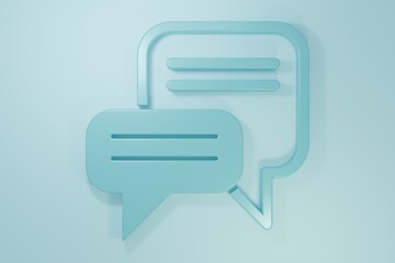 Blue Speech bubble chat icon isolated on blue background. Message icon. Communication or comment chat symbol. Minimalism concept. 3D render illustration