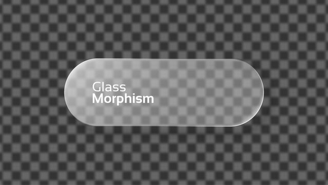 Glass morphism text effect on transparent background. User interface element with blurred frosted glass look. Modern web design component for overlay.