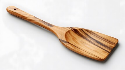 Artisanal Handcrafted Wooden Spatula with a Smooth Finish Ideal for Culinary Blending, Icing, and Food Presentation on a Clean Transparent Background