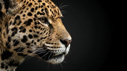 Obraz premium Leopard close up portrait with detailed fur for wildlife and predator concept.