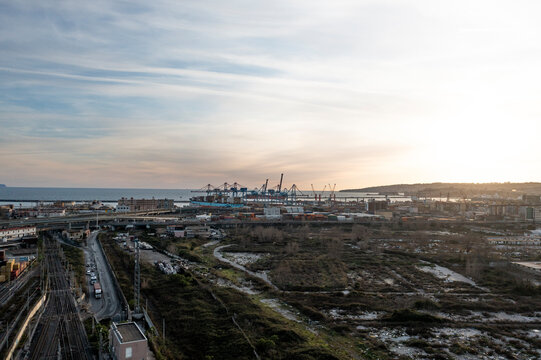View from above of the industrial part of Naples