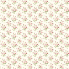 Small pink floral bouquet seamless pattern on cream background. Classic romantic design ideal for textiles, wrapping paper, stationery and cottage decor.