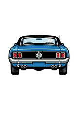 Naklejka premium Vector illustration of a 1960s vintage American muscle car seen from the rear