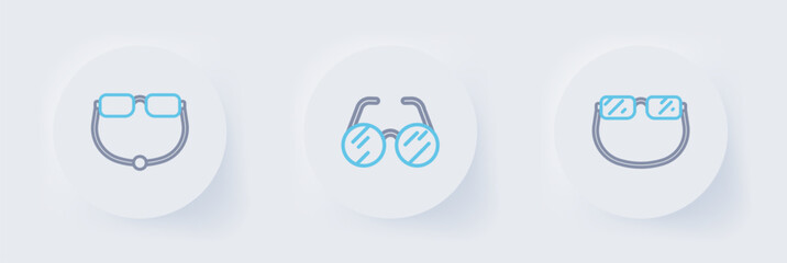 Set line Eyeglasses, and icon. Vector