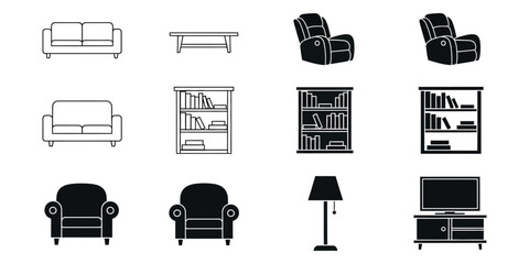 Black and white living room furniture sofa couch © VARIOUS