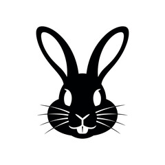 Obraz premium A black silhouette of a rabbit's face on a white background