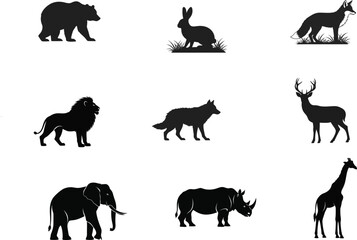 Silhouettes of various african wildlife animals © Masuara