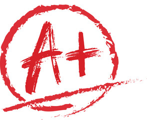 Hand Drawn Red A Plus Grade Result with Circle Illustration