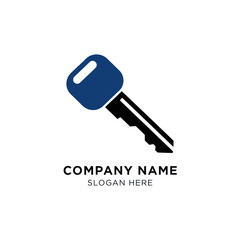 Blue Key Logo Design Template Illustration.