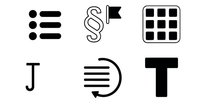 Black and white text formatting and alignment option alignment options typography layout