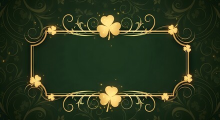 Golden Rectangular Shamrock Border for Saint Patrick's Day Party Invitation