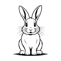 Obraz premium A cute cartoon rabbit sitting on a plain background