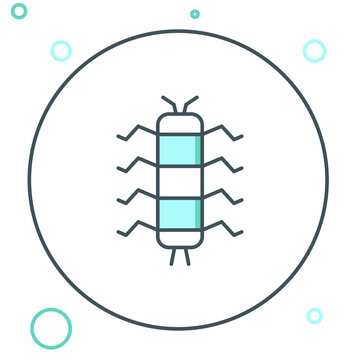 Line Centipede insect icon isolated on white background. Colorful outline concept. Vector