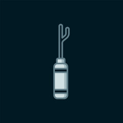 Line Awl tool with wooden handle icon isolated on black background. Work equipment tailor industry. Flat filled outline style with shadow. Vector
