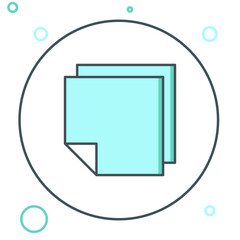 Line Post note stickers icon isolated on white background. Sticky tapes with space for text or message. Colorful outline concept. Vector