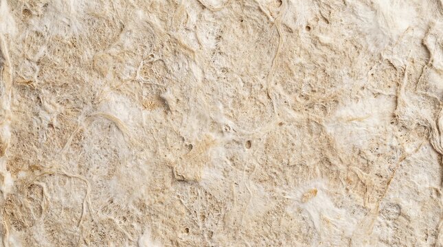 Close-up of beige travertine stone texture with natural cracks and imperfections