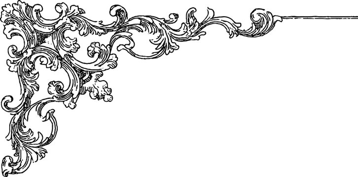 Ornamental border and corner design set for vintage decor and craft projects