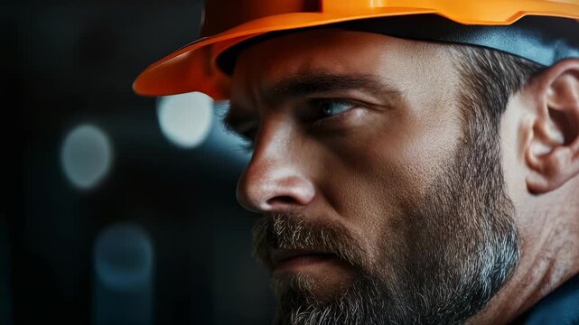 Close-up of a construction worker's face