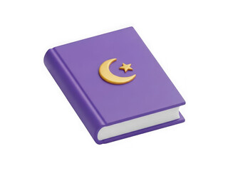 Purplebookwithcrescentmoonandstarsymbolisolatedview transparent background
