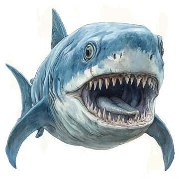 Dunkleosteus, watercolor painting vector, isolated on a white background.