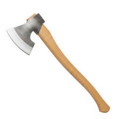 Vintage metal axe with wooden handle isolated on transparent background transparent background