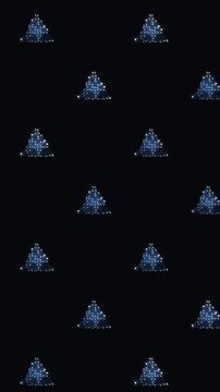 Abstract Blue Triangle Seamless Pattern Loop, Wireframe Pyramid Geometric Motion Background 4K (9:16 Vertical)