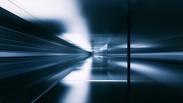 Abstract tunnel design creating a dynamic optical illusion with accelerating light and motion blur, conveying concepts of speed, technology, and futuristic travel