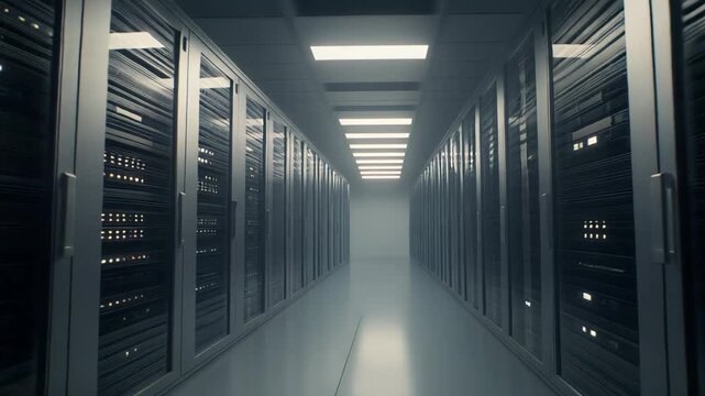 Modern data center providing essential infrastructure for cloud computing, internet connectivity, information storage, and critical digital network operations