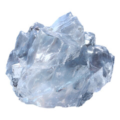 A close-up view of a cluster of clear, faceted ice crystals