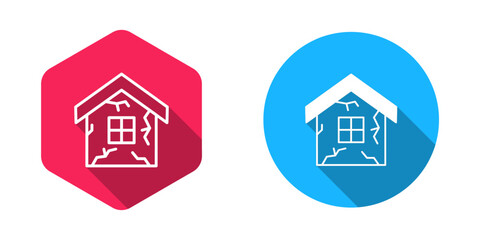 Fototapeta premium Filled and outline House icon isolated with long shadow background. Insurance concept. Security, safety, protection, protect concept. Vector