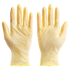 A pair of disposable latex gloves in a clean and sterile environment.