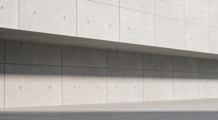 Minimalist Concrete Void Space Illuminated by Dramatic Side Lighting and Shadows