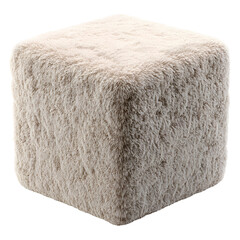 A large cube of concrete resting on a white background with a rough texture.