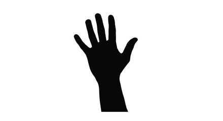 Obraz premium A black silhouette of a raised hand against a stark white background