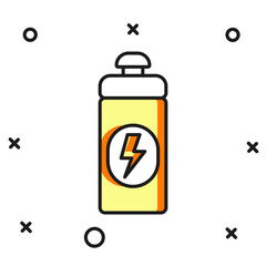 Obraz premium Filled outline Fitness shaker icon isolated on white background. Sports shaker bottle with lid for water and protein cocktails. Flat filled outline style with shadow. Vector