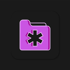 Obraz premium Filled outline Medical health record folder for healthcare icon isolated on black background. Patient file icon. Medical history symbol. Flat filled outline style with shadow. Vector