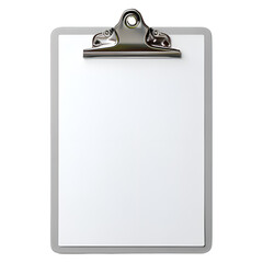 A blank clipboard with a silver clip, ready for notes or reminders.