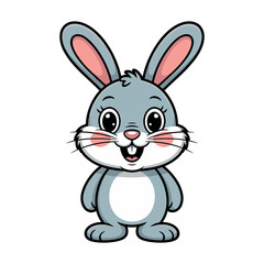 Obraz premium A cute cartoon rabbit with big eyes and a happy expression standing alone