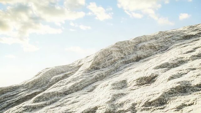 Undeveloped land forming a rugged landscape with dry mountains and hills against a bright sky, conveying notions of wilderness, harsh environment, and natural textures